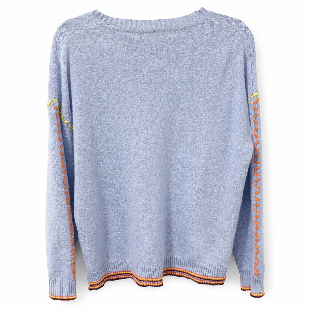 Zaket & Plover Blue Contrast Stitch Knit Sweater Size L - Picture 7 of 7